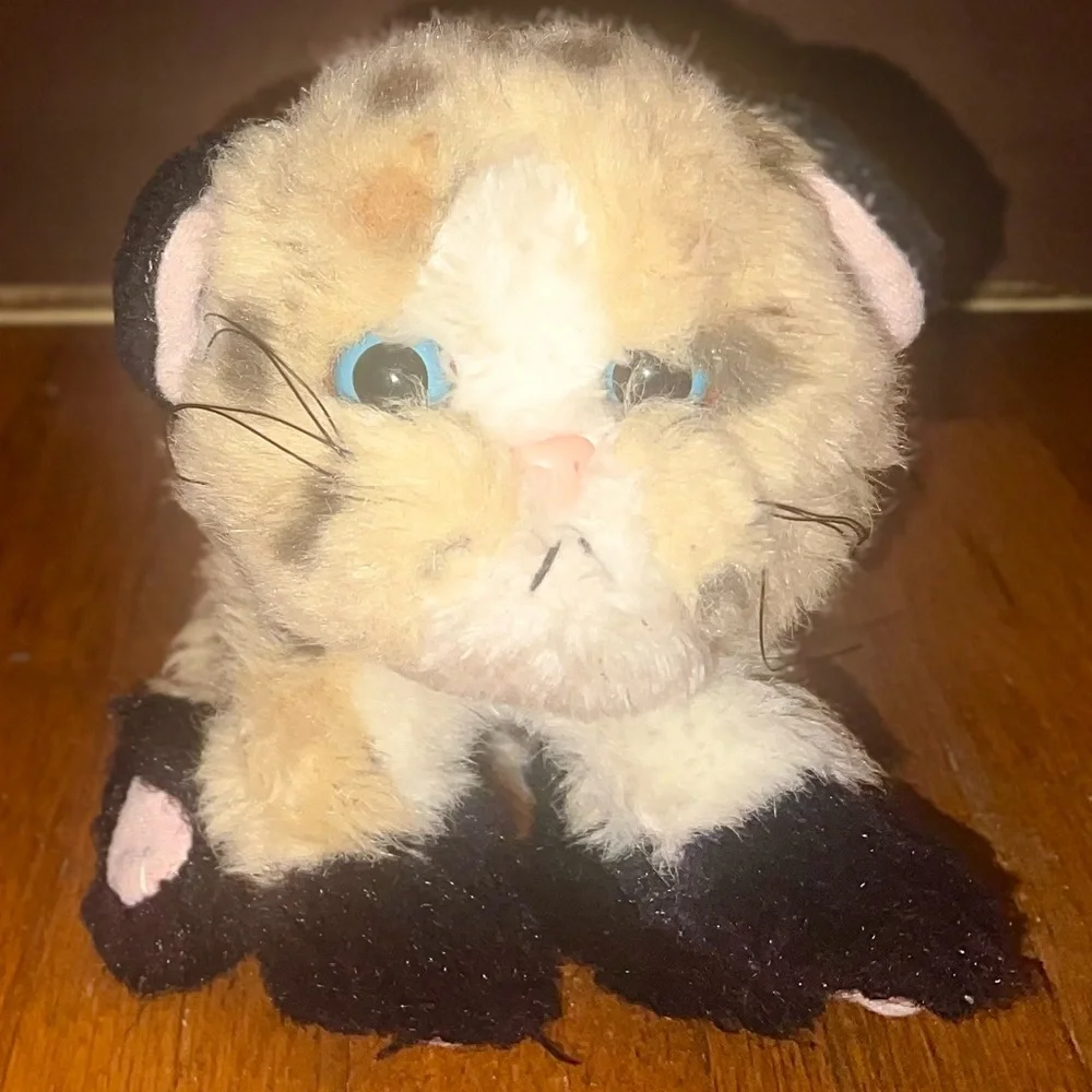 Vintage Tyco 1993 Kitty Kitty Jungle Kittens Plush Tan Leopard Spot Cat-No Bow